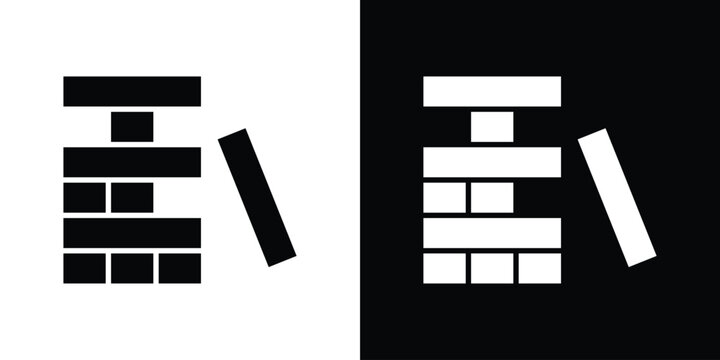 Jenga icon thin line pictogram bundle
