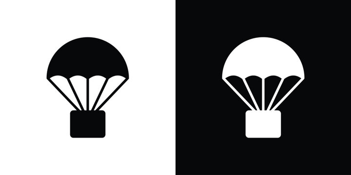 Parachute icon thin line pictogram bundle