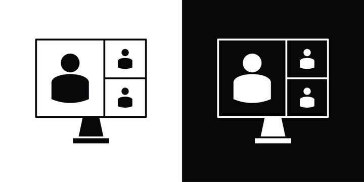 Online meeting icon thin line pictogram bundle