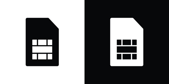 Sim card icon thin line pictogram bundle