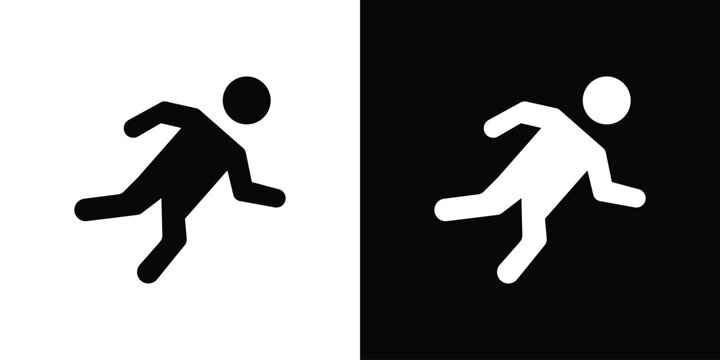 Slippery floor icon thin line pictogram bundle