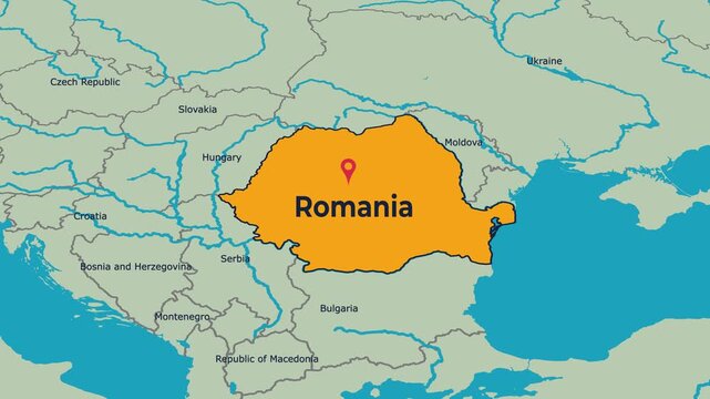 Romania Map Animation Locator Zoom 4K Motion Graphic
