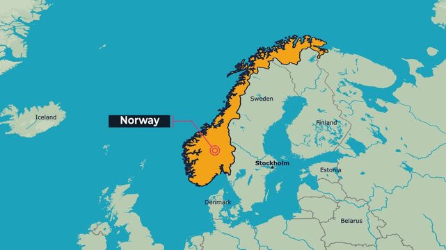 Norway Map Animation Locator Zoom 4K Motion Graphic
