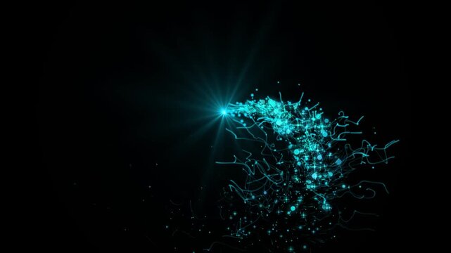 Golden glitter light tail with sparkling shining comet trace, luxury glowing bokeh particles, twinkling star burst, magical shimmer dust transition, motion graphics, black background. 4k video