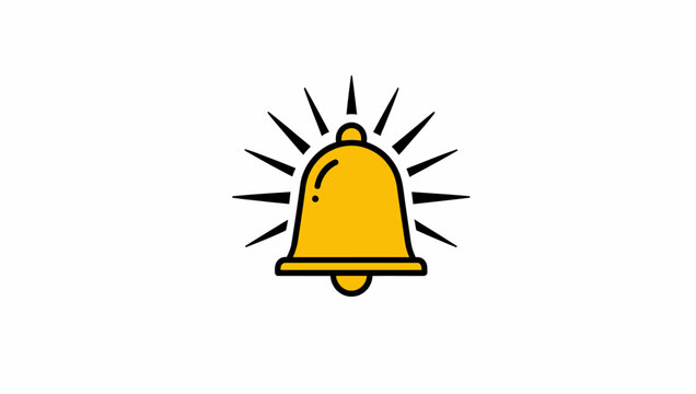 Yellow Notification Bell Icon with Alert Rays.