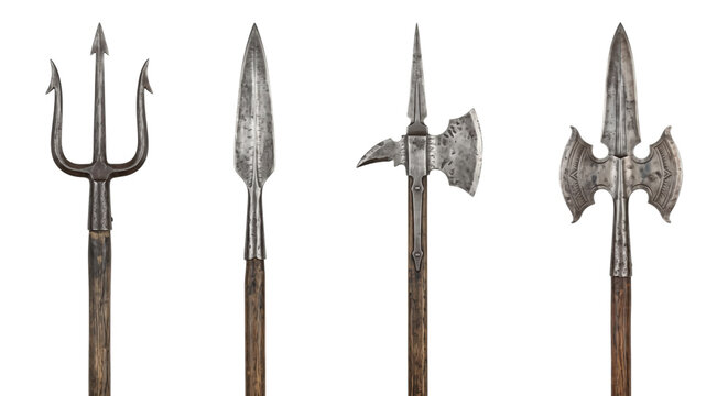 Set of ancient medieval weapons isolated