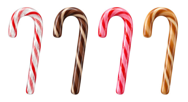 Set of striped Christmas candy canes isolated