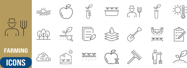 Agriculture farming plant growth icons. seedling icon set, farmer icon set, shovel icon set © Mamun