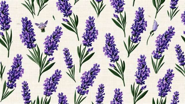 Purple Lavender Floral Pattern Seamless Botanical Design