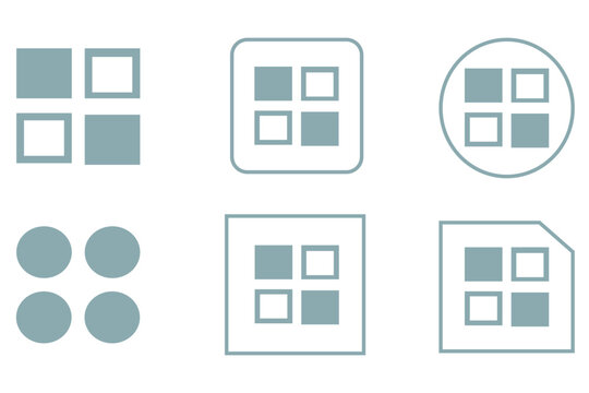 Four Squares Grid Logo Minimal Window App Icon Set