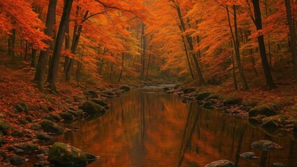 Serene autumn forest reflection © Rawpixel.com