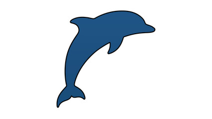 Naklejka premium Vector illustration of a dolphin silhouette line icon capturing the graceful leap of a marine mammal, suitable for ocean-themed designs, aquariums, and eco-tourism branding.
