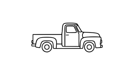 Fototapeta premium Classic Pickup Truck Vector Icon Hand-Drawn Outline Minimalist Illustration for Transportation and Automotive Design Graphic Resources Scalable Clean Line Art Perfect for Web Applications
