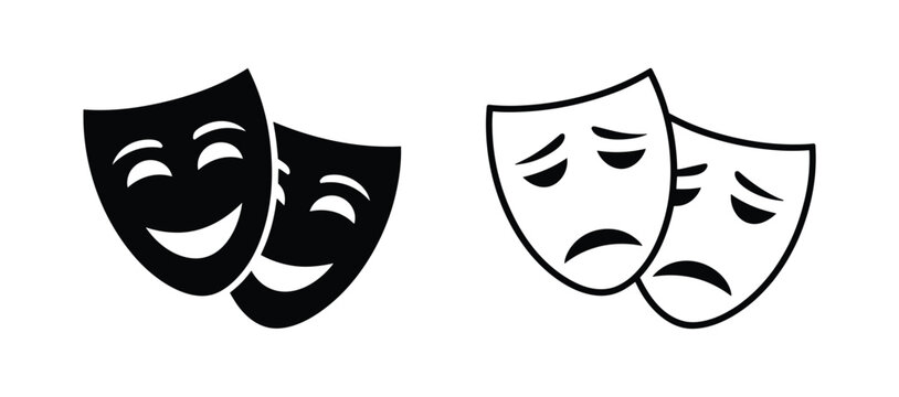 Tragedy and Comedy Masks: A classic symbol representing the duality of human emotion. drama, theatre, emotion, art, symbol.