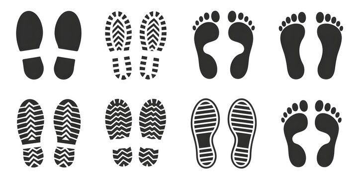 Footprints and Shoe Prints Elements Set