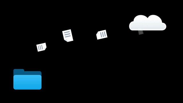 Digital Transfer File to Cloud Storage Animation on Alpha Channel