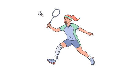 Obraz premium Athlete with Prosthetic Leg Playing Badminton