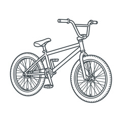 Fototapeta premium BMX bike outline illustration in a line art style.