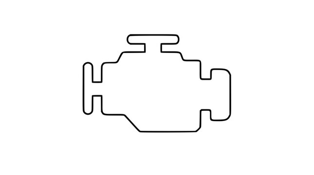 Check Engine Warning Light Vector Icon - Minimalist Hand-Drawn Line Illustration of Automotive Dashboard Indicator Symbol for Engine Malfunction Alerts in Clean Outline Professional Style