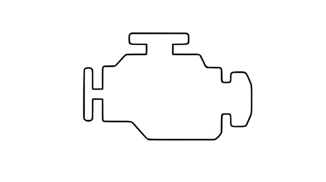 Check Engine Warning Light Vector Icon - Minimalist Hand-Drawn Line Illustration of Automotive Dashboard Indicator Symbol for Engine Malfunction Alerts in Clean Outline Professional Style