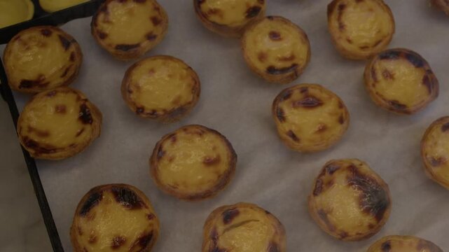 Lisbon pastel de nata custard tart tray display, Portugal