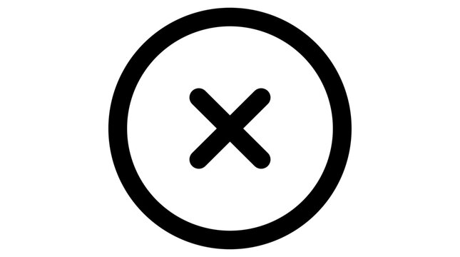 A cross scalable, editable-stroke vector line icon for close actions, errors, cancel buttons, removal controls, and interface feedback.
