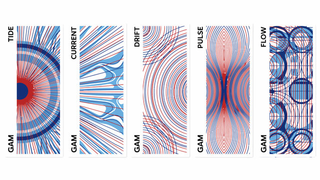 Abstract fluid dynamics patterns with tide current drift pulse flow visualizations