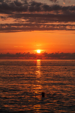 Beautiful summer sunset over the sea.