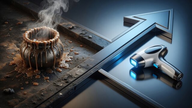 Evolution from old tradition to new technology, combining ancient methods with modern innovation for progress