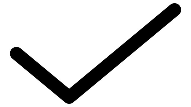 Scalable editable stroke vector line icon of a checkmark symbol, representing success, approval, completion, and positive confirmation in various contexts and digital interfaces worldwide.