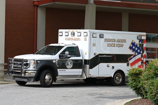 Hospital Emergency Entrance with a SARS Staunton Augusta Rescue Squad ambulance