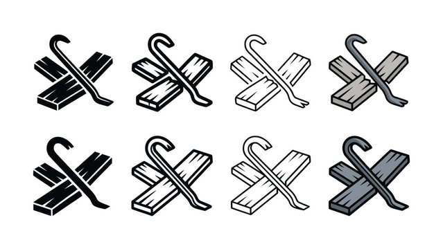 Variety of crowbars in different styles and perspectives vector illustration for construction and repair themes