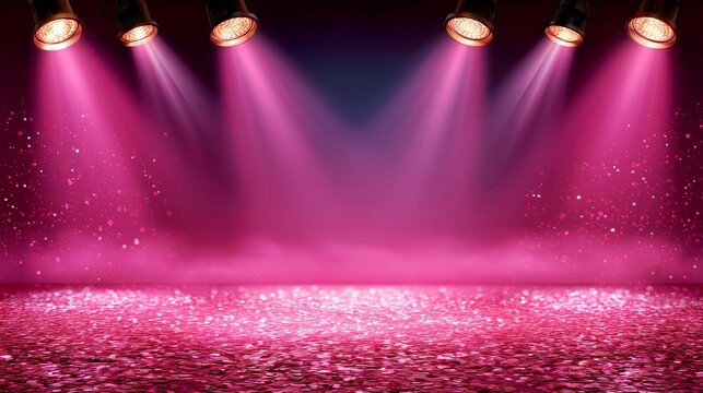 Pink Spotlight Stage Background for Glamorous Event Promotion.

