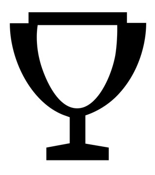 Clean flat vector line icon showing a simple trophy cup for achievement certificates, sports tournaments, ranking screens, and celebration graphics.