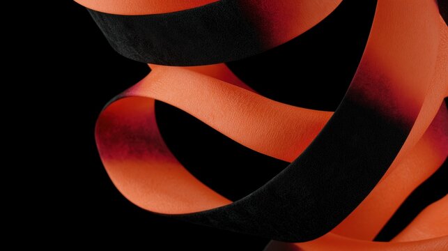 Orange and Black Curled Ribbon Abstract Luxury Background.

