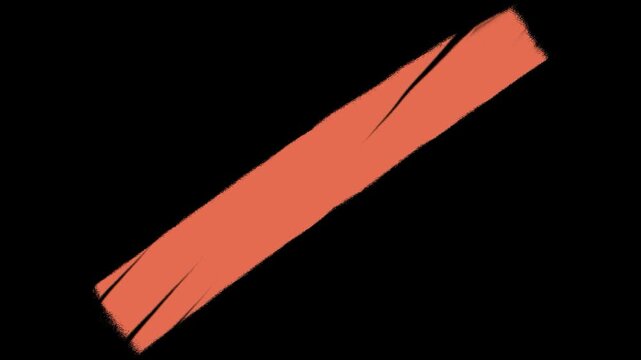 Abstract orange paint brush stroke line banner transparent background with torn ripped paper edge effect isolated on solid black background graphic design