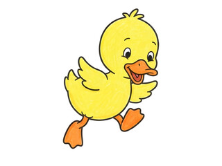 Fototapeta premium Cute yellow baby duck cartoon illustration. Transparent png character for kids design, education, and cute animal themes. 