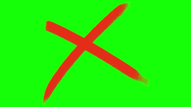 Red cross mark spray painted graffiti symbol isolated on solid transparent background simple street art x sign icon graphic design element for reject error cancel