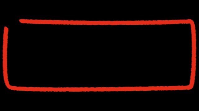 Red hand drawn rectangle frame line border outline isolated on solid transparent background simple graphic design element for text box highlight banner copy space