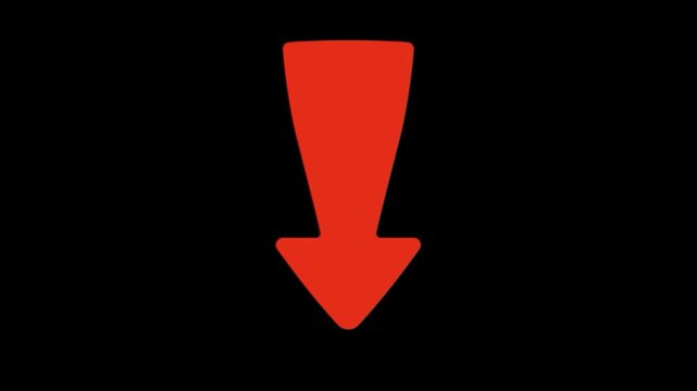 Red arrow downward icon symbol isolated on solid transparent background simple flat modern graphic design concept element for direction navigation interface