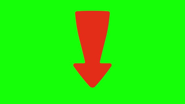 Red arrow downward icon symbol isolated on solid transparent background simple flat modern graphic design concept element for direction navigation interface