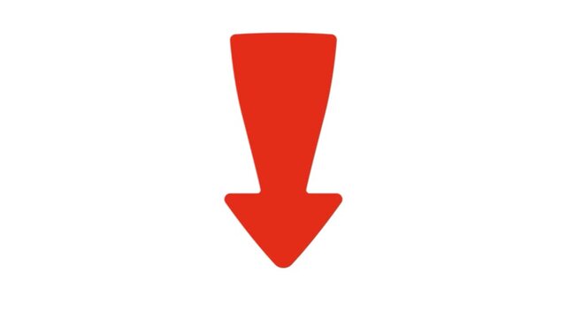Red arrow downward icon symbol isolated on solid transparent background simple flat modern graphic design concept element for direction navigation interface