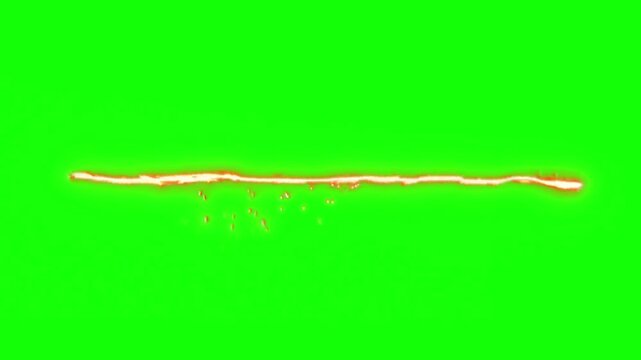 Glowing fiery electric fuse wire line burning light sparks isolated on transparent background futuristic energy wave motion graphic design element overlay