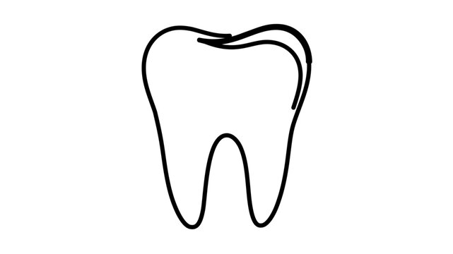 Clean flat vector line icon of a tooth for dental insurance pages, oral hygiene checklists, dentist directories, and treatment plan graphics.
