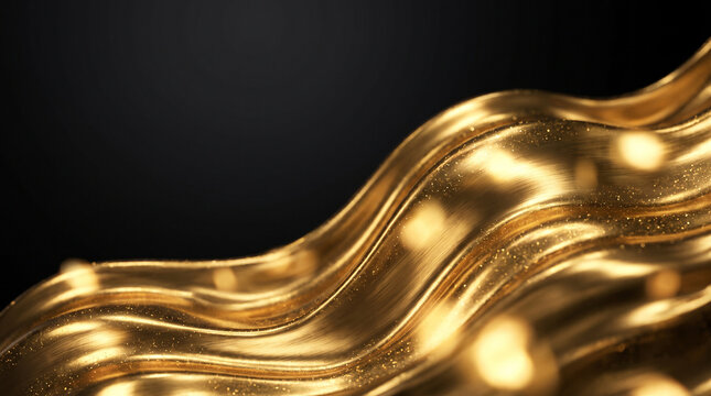 luxury golden liquid waves abstract background with glitter for new year banner