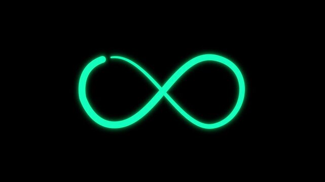 green Infinity symbol animation. Repetitions or unlimited cycling.