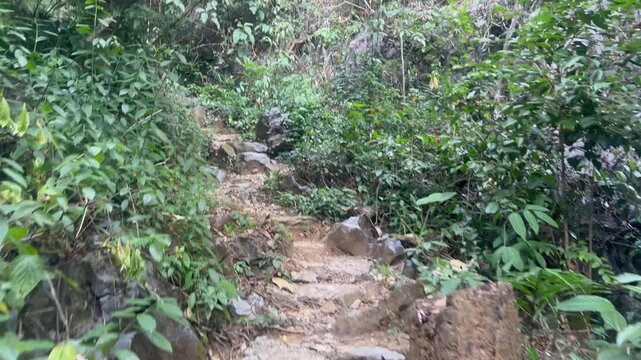 Climbing up to the Phakai view point and zip-line, Laos