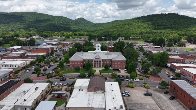 Aerial View of Courthouse Square in Scottsboro, Alabama