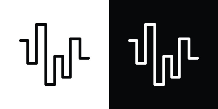Wave square icon outline drawings set