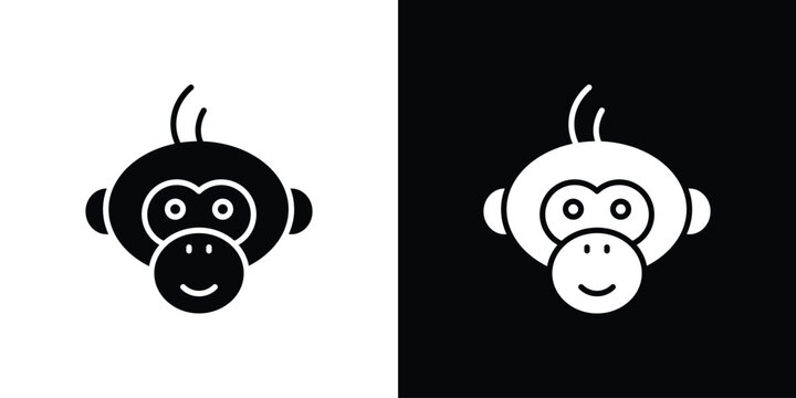 Monkey icon outline drawings set